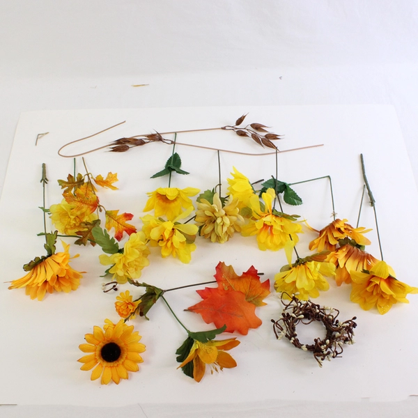 1.5 Lbs Mixed Lot Artificial Autumn Fall Foliage and Flowers