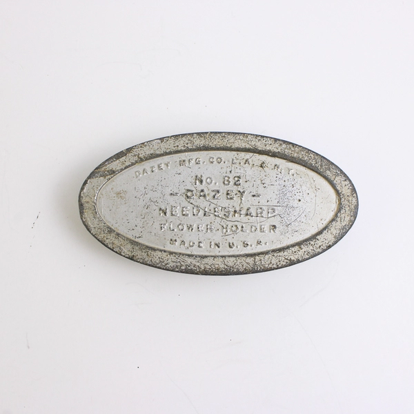 Vintage Dazey Needle Sharp Metal Pins Flower Holder Oval Flower Frog No.82