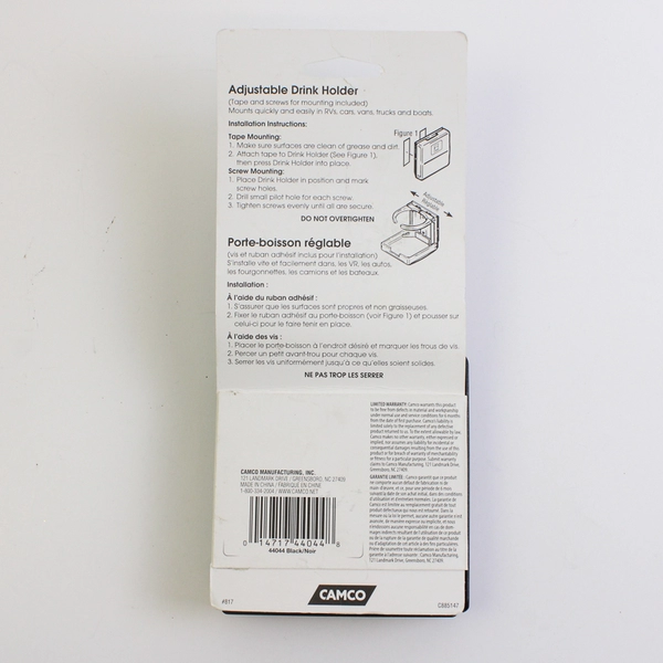 Camco 44044 Black RV Van Boat Adjustable Drink Holder