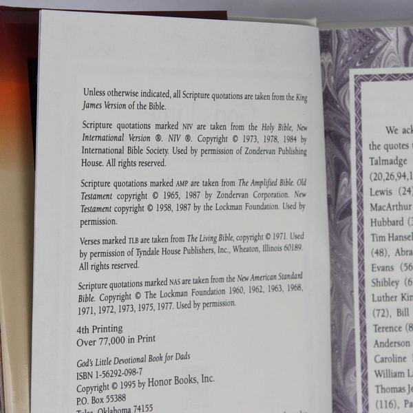 God's Little Devotional Book for Dads 1995 Hardcover Dust Jacket