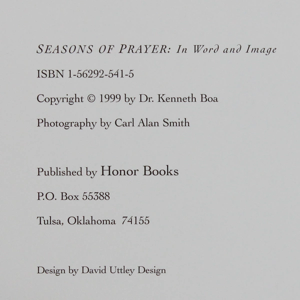 Seasons of Prayer In Word and Image by Kenneth Boa 1999 Hardcover