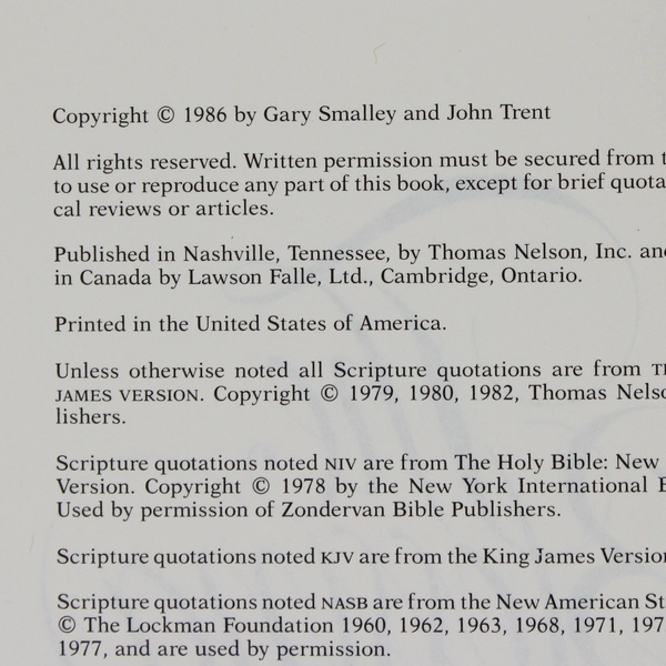 Vintage The Blessing by Gary Smalley & John Trent 1986 Hardcover Dust Jacket