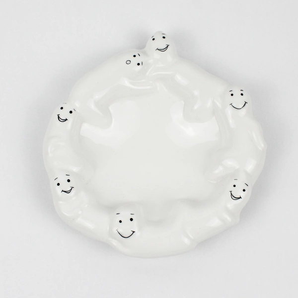 VTG King May Co. Ceramic Halloween Ghost Candy Dish 8"