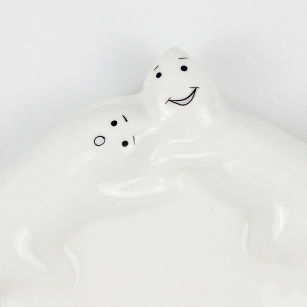 VTG King May Co. Ceramic Halloween Ghost Candy Dish 8"