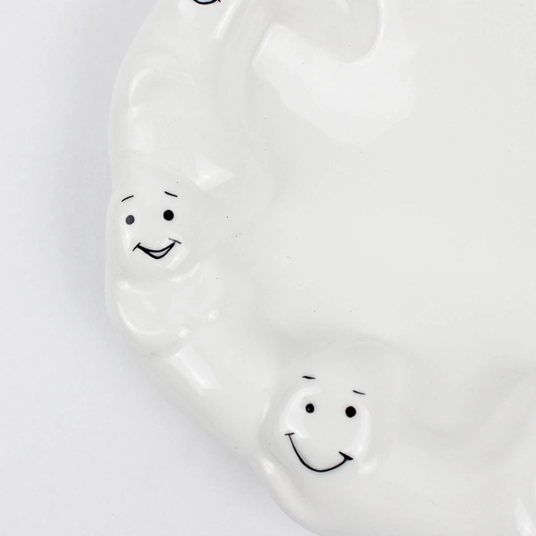 VTG King May Co. Ceramic Halloween Ghost Candy Dish 8"