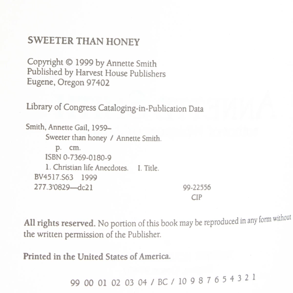 Sweeter Than Honey Stories to Feed Your Soul by Annette Smith 1999 Paperback