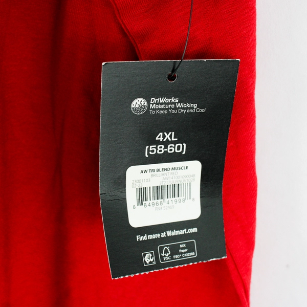 NWT Athletic Works Red Muscle Tee Men's Size 4XL 58-60