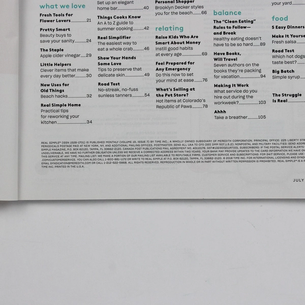 Real Simple Magazine July 2018 Features the Food Issue Easy Summer Dinners