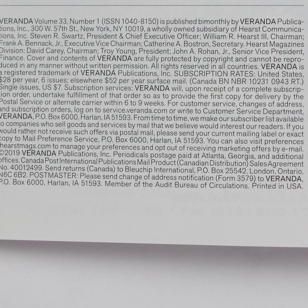Veranda Magazine January/February 2019 Features Palm Beach Style Now & Forever
