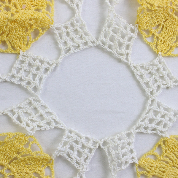 Vintage Homemade Crochet Table Runner Yellow Rectangular Knit Elegant 27" x 15"