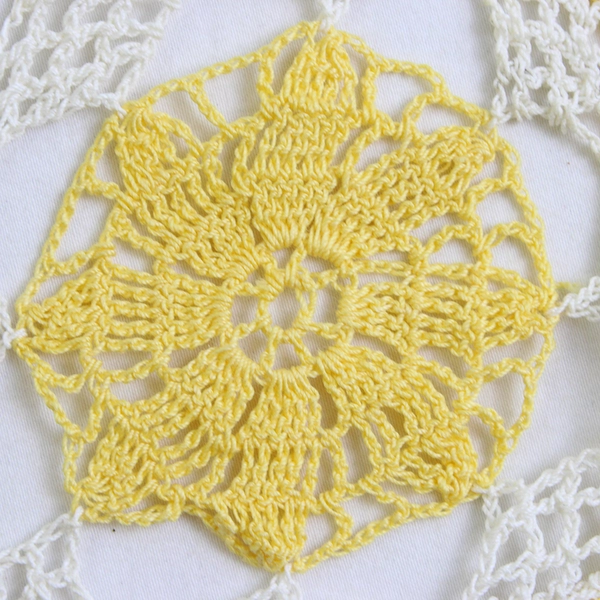 Vintage Homemade Crochet Table Runner Yellow Rectangular Knit Elegant 27" x 15"