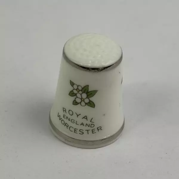 Royal Worcester Fine Bone China Thimble Blue Birds Gold Tone Trim England