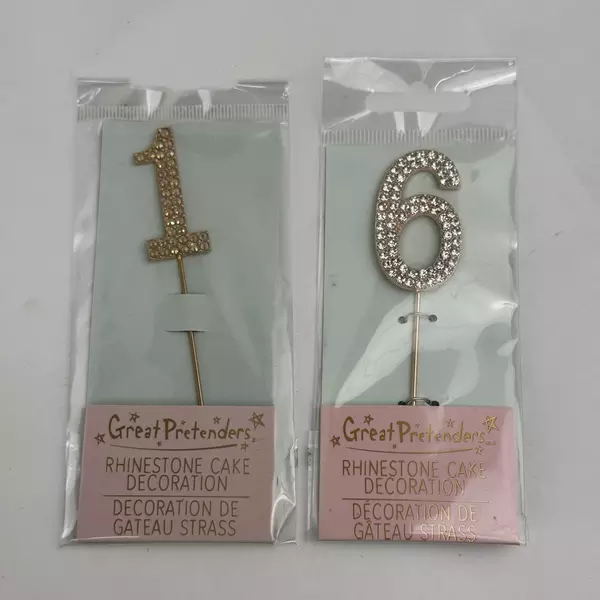 Rhinestone Number 1 & 6 Cake Decoration Birthday Dessert Decoration (16, 61)