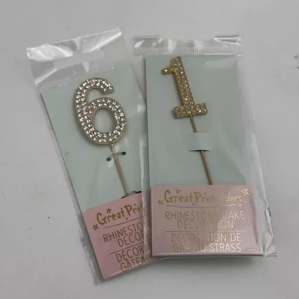 Rhinestone Number 1 & 6 Cake Decoration Birthday Dessert Decoration (16, 61)