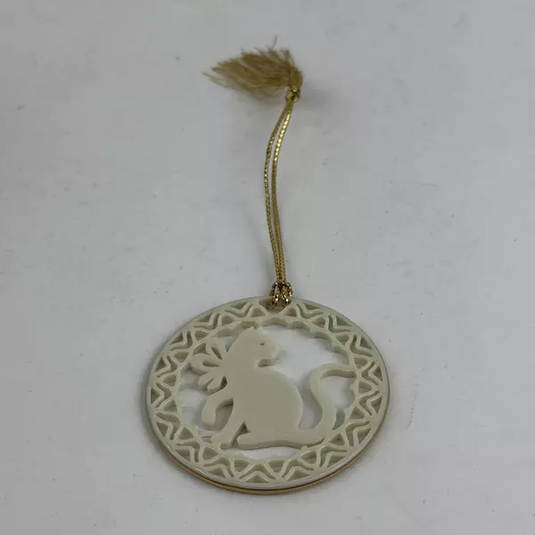 Vintage Lenox Carved Porcelain Yuletide Cat Silhouette Christmas Ornament