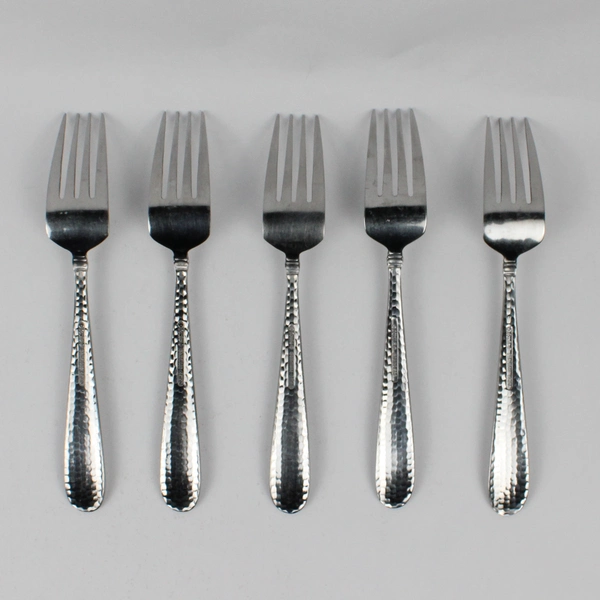 Lot Of 5 Towle Silver Logan Hammer Ring (Stainless) Flatware Salad Forks