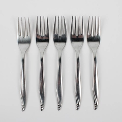 Lot 5 Oneida Silver Surf Club (Stainless) Flatware Oval Salad Forks 6" Long