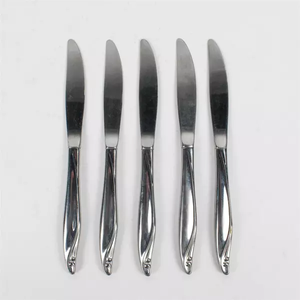 Lot 5 Oneida Silver Surf Club (Stainless) Flatware Oval Dinner Knives 8.5" Tall