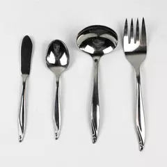 Lot 4 Oneida Silver Surf Club (Stainless) Flatware Oval Ladle, Butter, Tsp, Fork