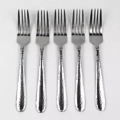 Lot Of 5 Towle Silver Logan Hammer Ring (Stainless) Flatware Dinner Forks