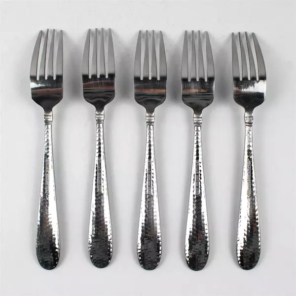 Lot Of 5 Towle Silver Logan Hammer Ring (Stainless) Flatware Dinner Forks