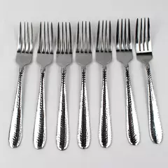 Lot Of 7 Towle Silver Logan Hammer Ring (Stainless) Flatware Dinner Forks
