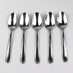 Lot Of 5 Towle Silver Logan Hammer Ring (Stainless) Flatware Soup Spoons