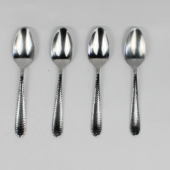 Lot Of 4 Towle Silver Logan Hammer Ring (Stainless) Flatware Soup Spoons