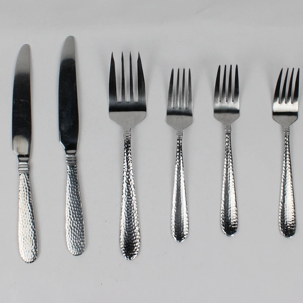 Lot Of 6 Towle Silver Logan Hammer Ring (Stainless) Flatware 4 Forks & 2 Knives