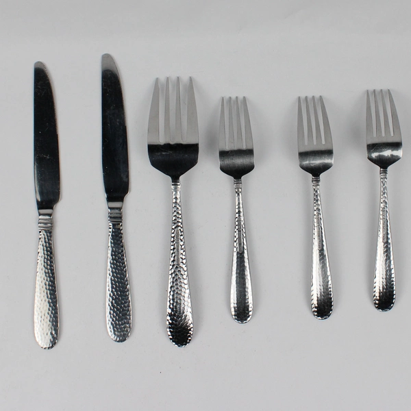 Lot Of 6 Towle Silver Logan Hammer Ring (Stainless) Flatware 4 Forks & 2 Knives