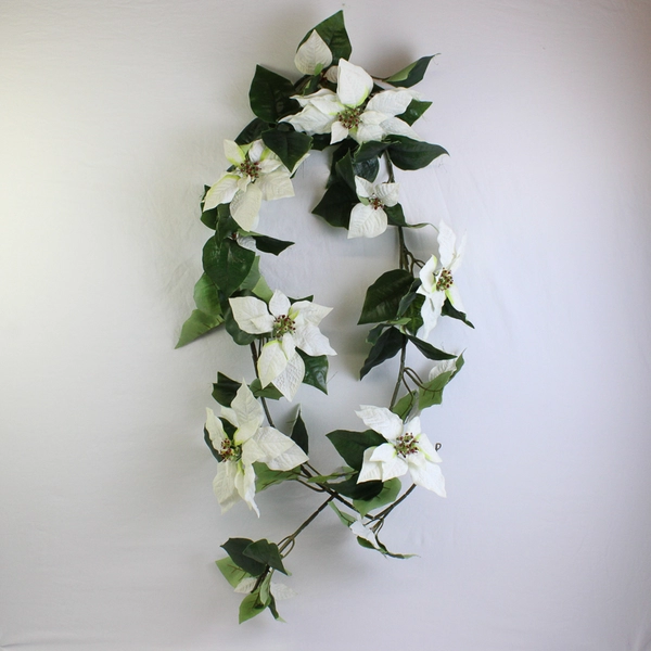 94 Inch Poinsettia Garland with Berries Holiday Christmas Decoration