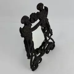 Victorian Brass Frame With Hinged Rear Foot Women Holding A Garland W A Mirror