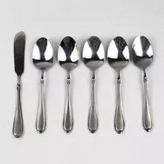 Lot Of 6 Wallace Silver Summerset Frost (Stainless) Flatware 5 Teaspoons + Knife