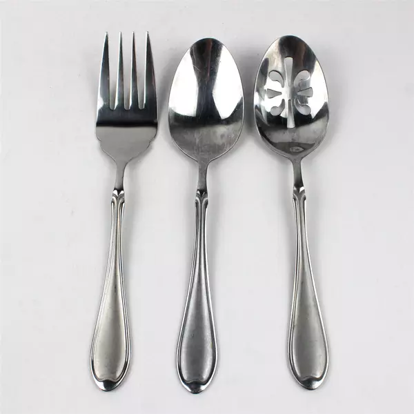 Lot Of 3 Wallace Silver Summerset Frost (Stainless) Flatware Serving Spoons/Fork