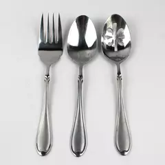 Lot Of 3 Wallace Silver Summerset Frost (Stainless) Flatware Serving Spoons/Fork
