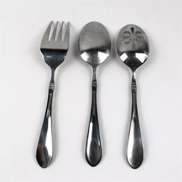 Lot Of 3 Wallace Silver Summerset Frost (Stainless) Flatware Serving Spoons/Fork