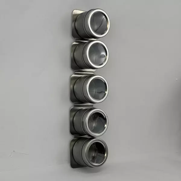 5 Piece Stainless Steel Magnetic Spice Rack Strip Wall Mount Organizer