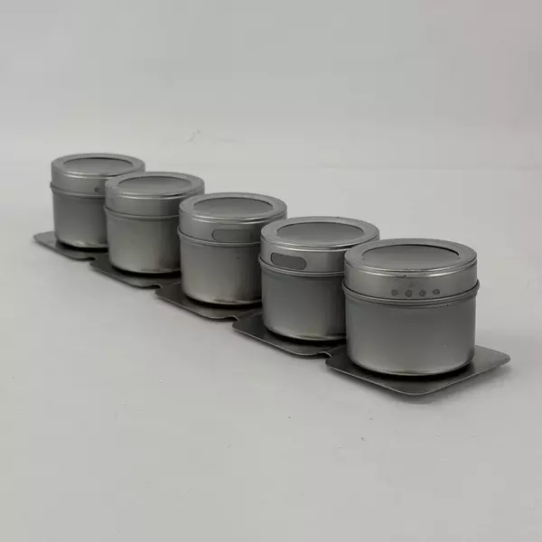5 Piece Stainless Steel Magnetic Spice Rack Strip Wall Mount Organizer