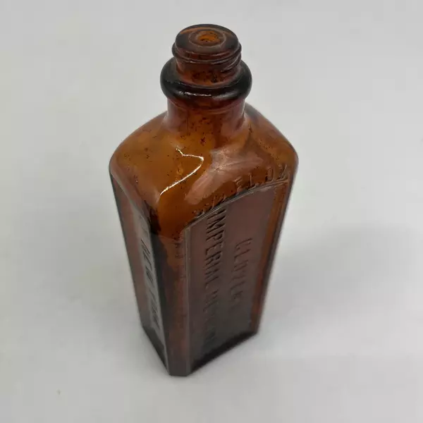 Vintage Brown Glass Glover's Imperial Medicine Bottle