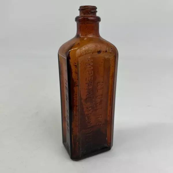 Vintage Brown Glass Glover's Imperial Medicine Bottle