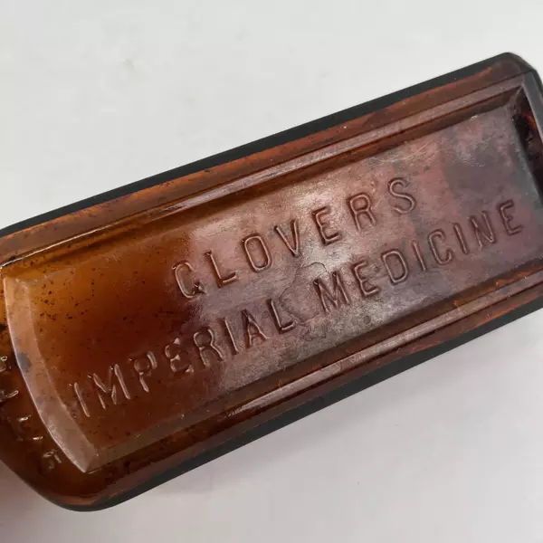 Vintage Brown Glass Glover's Imperial Medicine Bottle