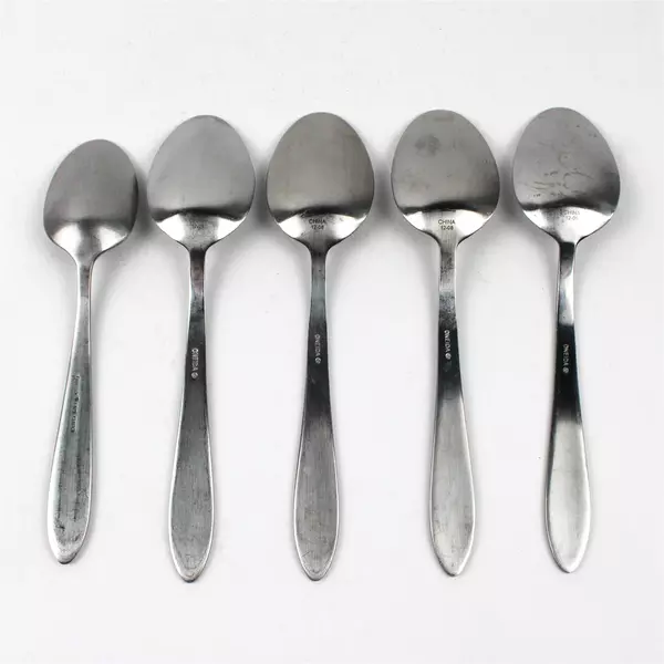 Lot Of 5 Oneida Silver Taylor (Stainless) Flatware 4 Soup Spoons & 1 Sugar Spoon