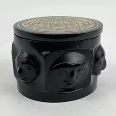 Boma Carved Tribal Faces Trinket Box