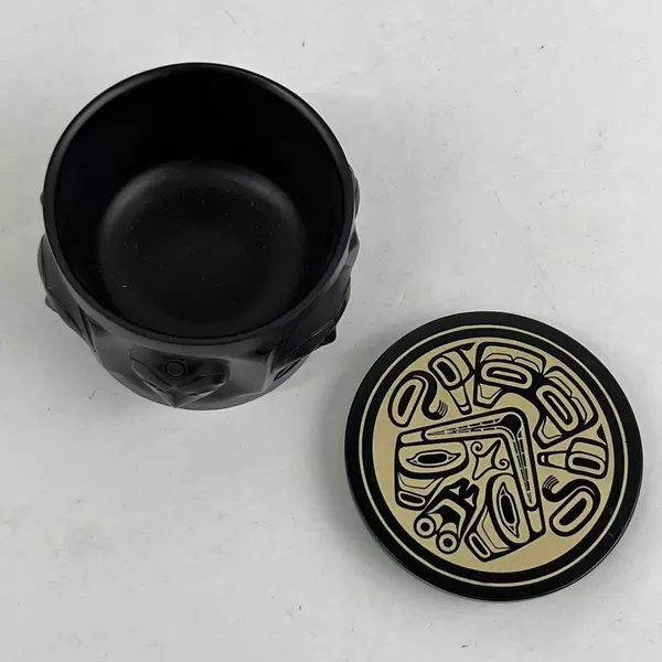 Boma Carved Tribal Faces Trinket Box