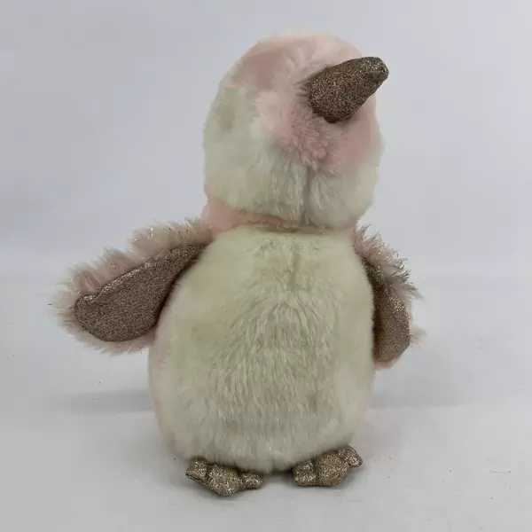 FAO Schwarz Pink and White Penguin Plush 14 Inch Gold Glitter Appendages