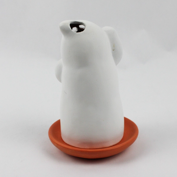 Unbranded Ceramic Boo Ghost Figurine Home Decor White/Orange 6.75" Tall