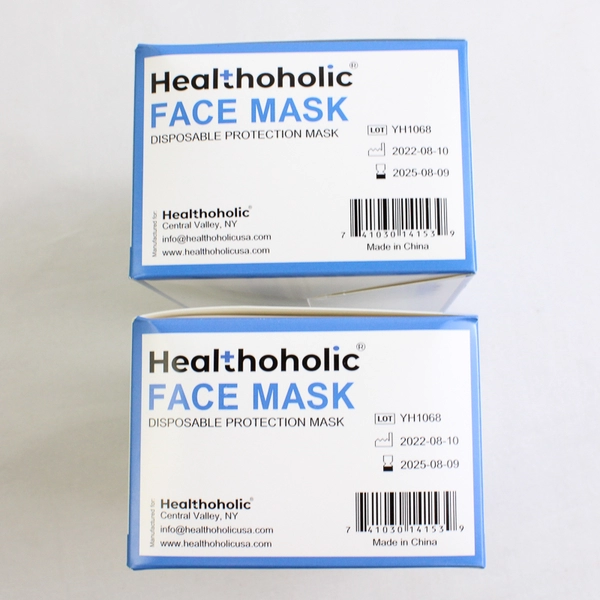 Lot Of 2 Healthoholic Disposable Face Mask 3-Ply Earloop Non-Woven 50 Pcs Blue
