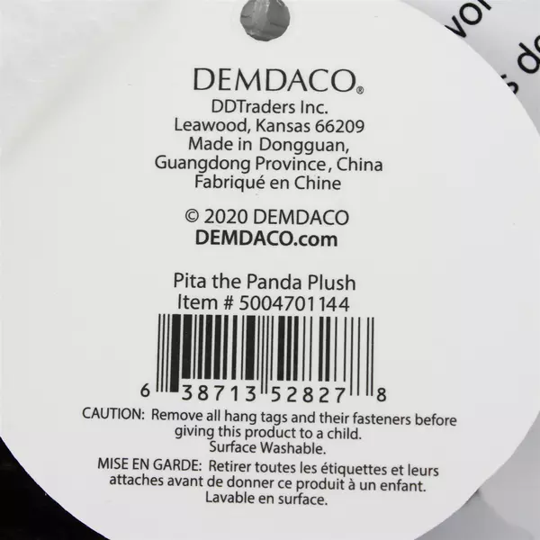 Demdaco Baby's New World Pita The Panda Plush Stuffed Animal Black/White 2020