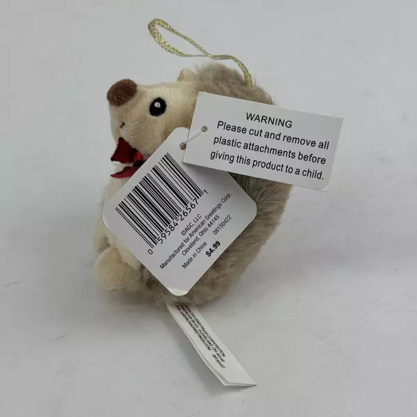 American Greetings Hedgehog Plush Ornament NWT 4”
