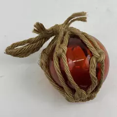 Hand Blown Amber Glass Float With Net Nautical Home Decor 9" Round